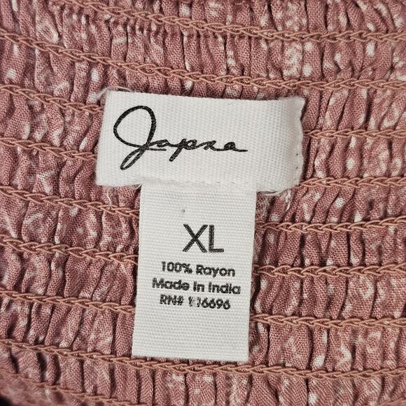 JAPNA Strapless Smocked Wide Leg Jumpsuit Boho Cottage Hippie Festival Sz XL - Picture 7 of 8